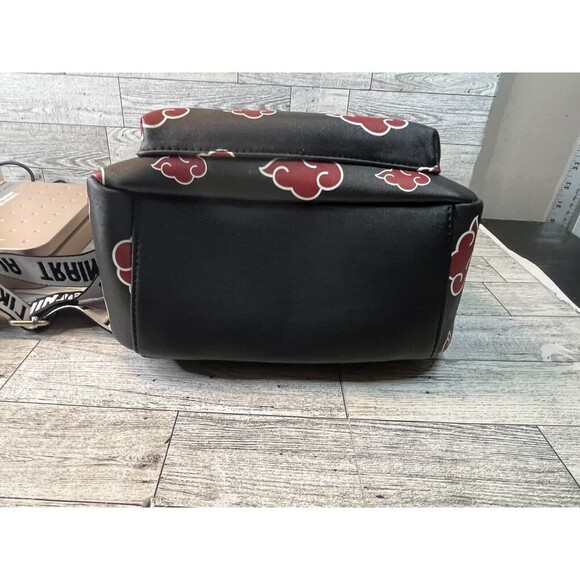 NWOT Vtg Naruto Akatsuki Red Cloud Faux Saffiano Leather Mini Backpack Bag 2002 - Picture 3 of 11